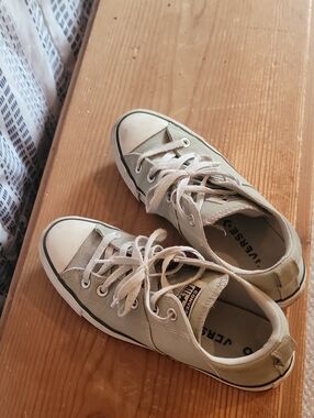 Converse Women’s Low-Top Canvas Sneakers in Olive Green and White